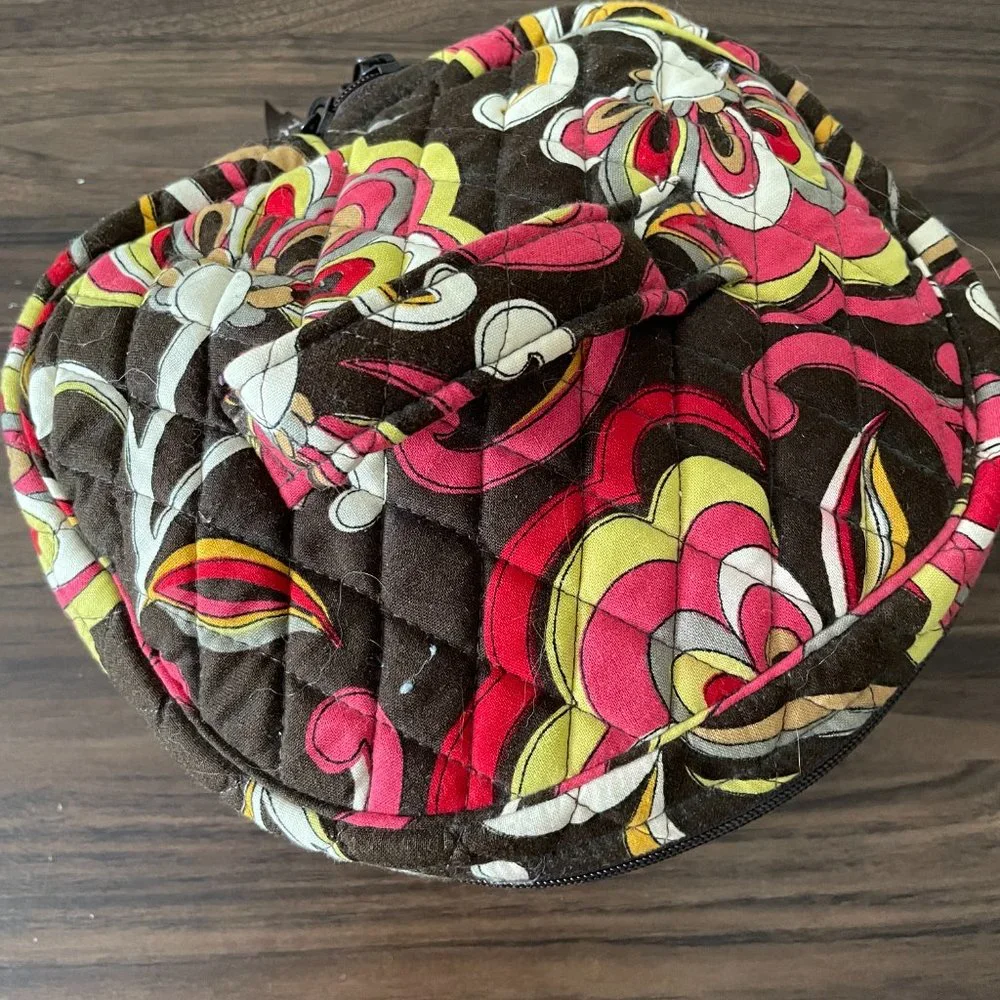 Red, Yellow, and Brown Patterned Vera Bradley Circle Travel Bag
